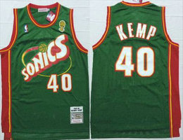 Seattle Sonics #40 Shawn Kemp 1995-96 Green Authentic Stitched NBA jersey