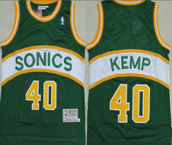 Seattle Sonics #40 Shawn Kemp Green Mesh Authentic Stitched NBA jersey