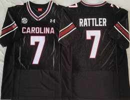 South Carolina Gamecock #7 Spencer Rattler Black Authentic Stitched NCAA Jersey