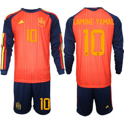 Spain #10 Lamine Yamal long sleeve Home 2026 World Cup Soccer jersey