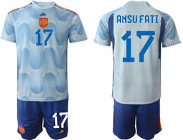 Spain #17 ANSU FATI Away 2022 World Cup National Soccer Jersey