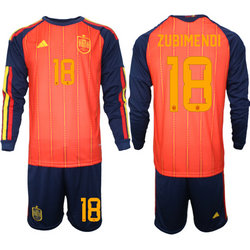 Spain #18 Zubimendi sleeve Home 2026 World Cup Soccer jersey