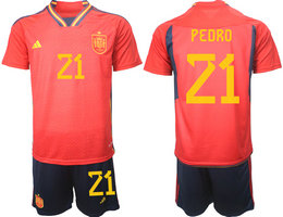 Spain #21 PEDRO 2022 World Cup National Soccer Jersey