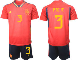Spain #3 PIQUE 2022 World Cup National Soccer Jersey