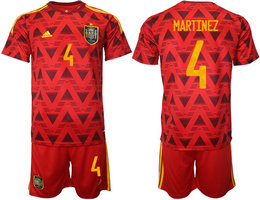 Spain #4 MARTINEZ 2022 World Cup National Soccer Jersey