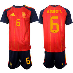 Spain #6 A.Iniesta Home 2026 World Cup Soccer jersey