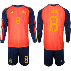 Spain #8 Xavi sleeve Home 2026 World Cup Soccer jersey