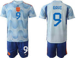 Spain #9 GAVI Away 2022 World Cup National Soccer Jersey