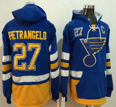 St. Louis Blues #27 Alex Pietrangelo Blue Authentic Stitched Hoodies Hockey