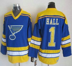 St.Louis Blues #1 Glenn Hall Blue Throwback CCM Authentic Stitched NHL Jerseys