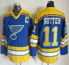 St.Louis Blues #11 Brian Sutter Light Blue Yellow CCM Throwback Stitched NHL Jersey