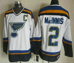 St.Louis Blues #2 Al MacInnis White Throwback CCM Authentic Stitched NHL Jersey