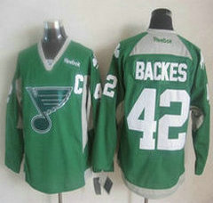 St.Louis Blues #42 David Backes Green Practice Authentic Stitched NHL Jersey