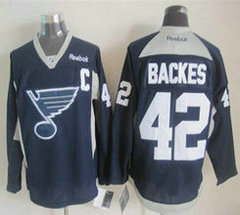 St.Louis Blues #42 David Backes Navy Blue Practice Authentic Stitched NHL Jersey