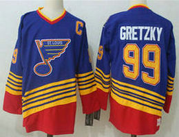 St.Louis Blues #99 Wayne Gretzky Light Blue Red Throwback Authentic Stitched NHL jerseys