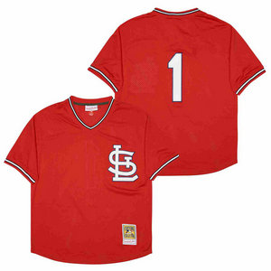 St.Louis Cardinals #1 Ozzie Smith Red no name Pullover Throwback Authentic Stitched MLB jersey