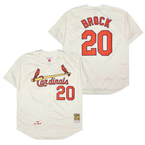 St.Louis Cardinals #20 Lou Brock Gream 1967 Throwback Authentic Stitched MLB jersey