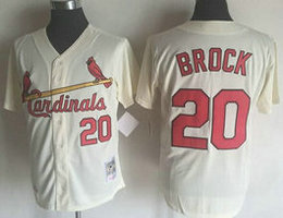 St.Louis Cardinals #20 Lou Brock Gream Throwback Authentic Stitched MLB jersey