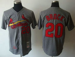 St.Louis Cardinals #20 Lou Brock Grey Throwback Authentic Stitched MLB jersey