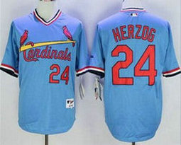 St.Louis Cardinals #24 Whitey Herzog Blue 1982 Turn Back The Clock Authentic Stitched MLB Jersey