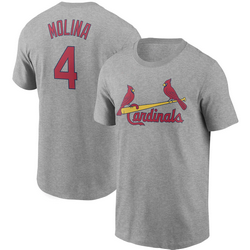 St.Louis Cardinals #4 Yadier Molina Gray Baseball Shirt