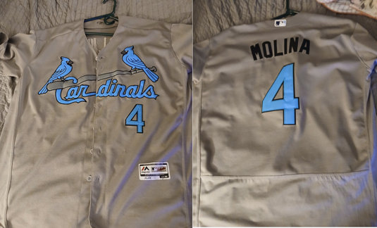 St.Louis Cardinals #4 Yadier Molina Grey Fashion Authentic stitched MLB jersey