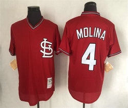 St.Louis Cardinals #4 Yadier Molina Red no name Pullover Throwback Authentic Stitched MLB jersey