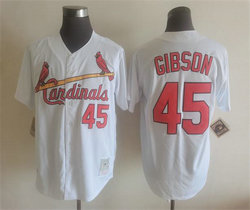 St.Louis Cardinals #45 Bob Gibson White Throwback Authentic Stitched MLB jersey
