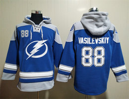 Tampa Bay Lightning #88 Andrei Vasilevskiy Blue All Stitched Hooded Sweatshirt
