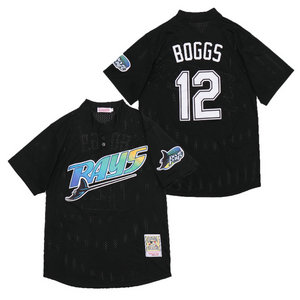 Tampa Bay Rays #12 Wade Boggs Black Throwback Stitched Baseball Jersey