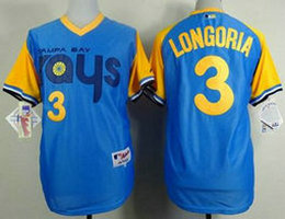 Tampa Bay Rays #3 Evan Longoria Light Blue 1988 Turn Back The Clcok Authentic stitched MLB jersey