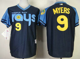 Tampa Bay Rays #9 Wil Myers 1970's Turn Back The Clock Navy Blue Authentic stitched MLB jersey