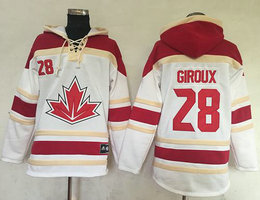 Team Canada #28 Claude Giroux White Sawyer Hooded Sweatshirt 2016 World Cup Stitched NHL Jersey