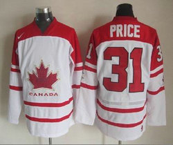 Team Canada #31 Carey Price White 2010 Olympics Stitched NHL Jersey
