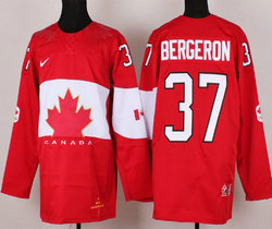 Team Canada #37 Patrice Bergeron Red 2014 Olympics Stitched NHL Jersey