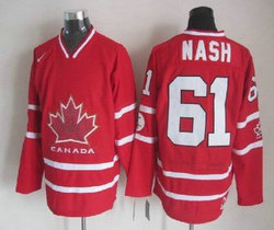 Team Canada #61 Rick Nash Red 2010 Olympics Stitched NHL Jersey