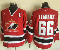 Team Canada #66 Mario Lemieux Red Black 2002 Olympic Nike Throwback Stitched NHL Jersey