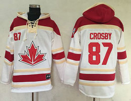 Team Canada #87 Sidney Crosby White Sawyer Hooded Sweatshirt 2016 World Cup Stitched NHL Jersey