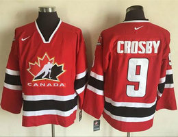 Team Canada #9 Sidney Crosby Red Black 2002 Olympic Nike Throwback Stitched NHL Jersey