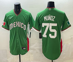 Team Mexico #75 Andres Munoz Green 2026 World Baseball Classic Stadium Jersey