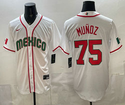 Team Mexico #75 Andres Munoz White 2026 World Baseball Classic Stadium Jersey