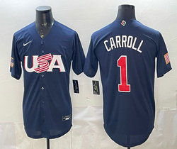 Team USA #1 Corbin Carroll Navy 2026 World Baseball Classic Stadium Jersey