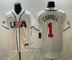 Team USA #1 Corbin Carroll White 2026 World Baseball Classic Stadium Jersey