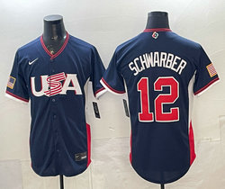 Team USA #12 Kyle Schwarber Navy 2026 World Baseball Classic Stadium Jersey