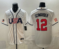Team USA #12 Kyle Schwarber White 2026 World Baseball Classic Stadium Jersey