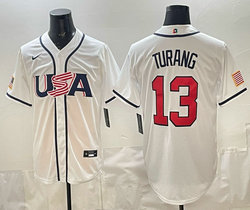 Team USA #13 Brice Turang White 2026 World Baseball Classic Stadium Jersey