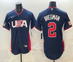 Team USA #2 Alex Bregman Navy 2026 World Baseball Classic Stadium Jersey