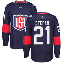 Team USA #21 Derek Stepan Navy Blue Away 2016 World Cup Authentic Stitched Hockey Jersey