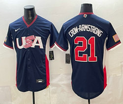 Team USA #21 Pete Crow-Armstrong Navy 2026 World Baseball Classic Stadium Jersey