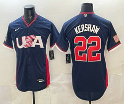 Team USA #22 Clayton Kershaw Navy 2026 World Baseball Classic Stadium Jersey